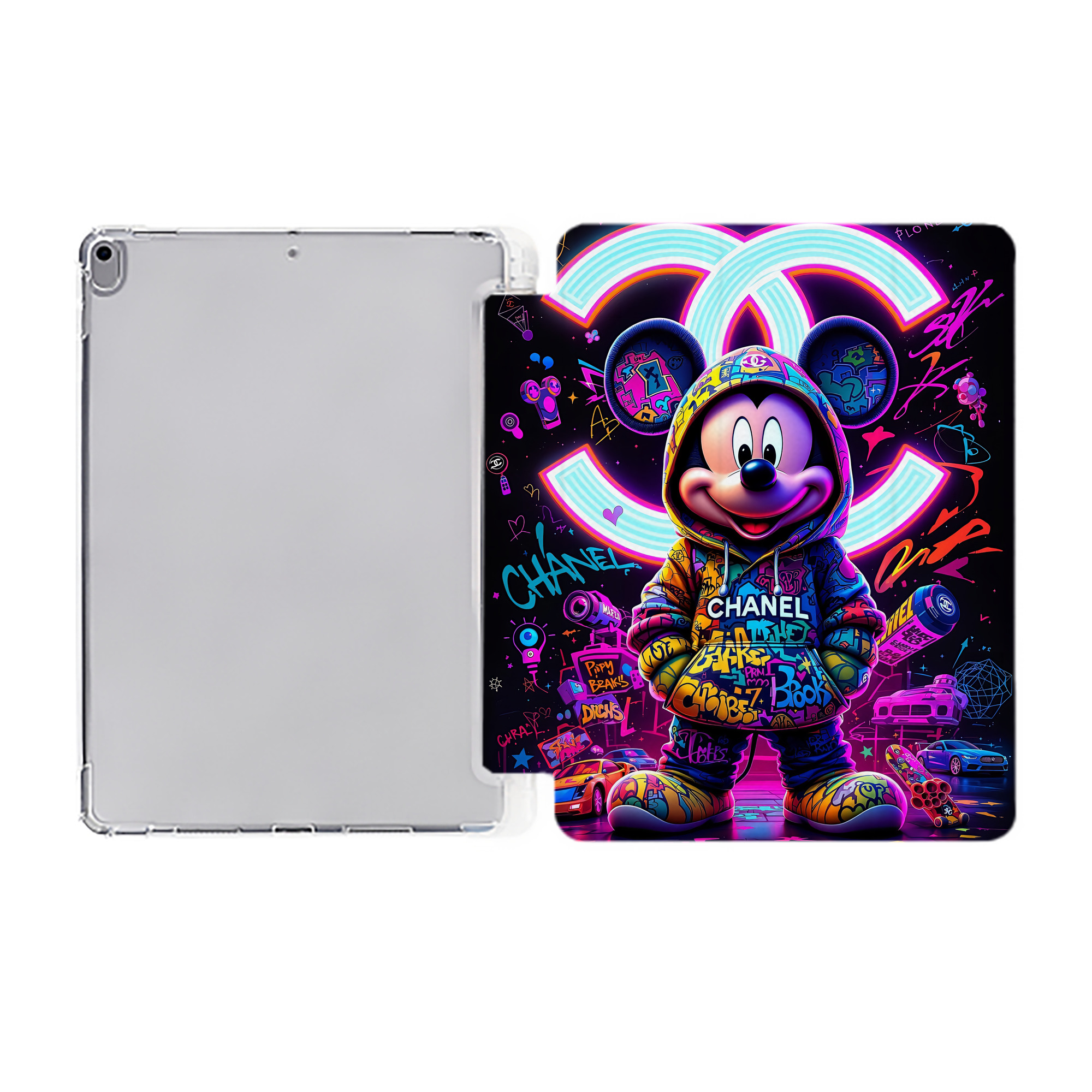 （画像用） ミッキーマウス Mickey Mouse IPad ケース ペン収納付き 三つ折りスタンド PUレザー×シリコン 対応機種9.5/10.5/10.9インチ
